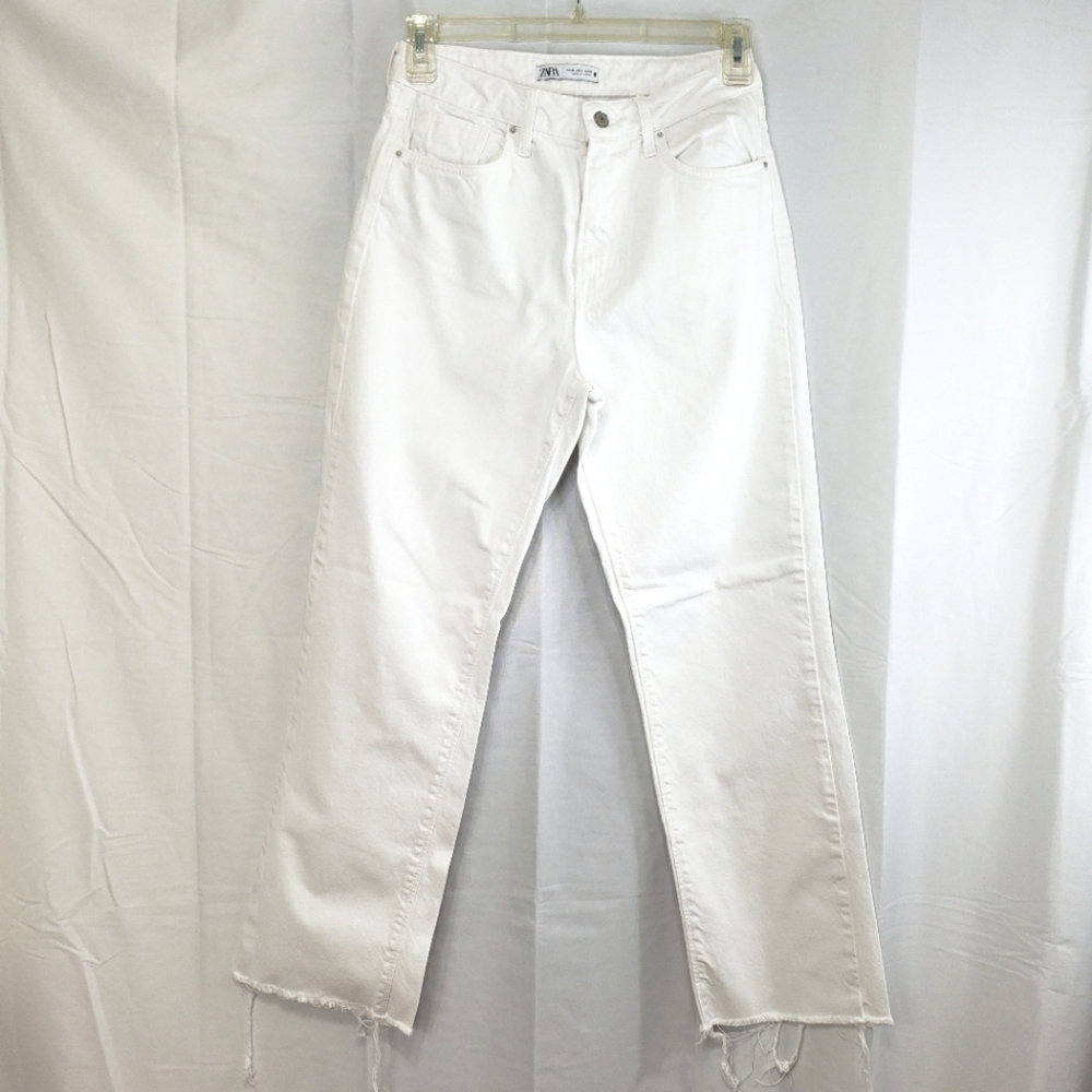 Zara Cream Straight Leg Pants - Picture 2 of 8